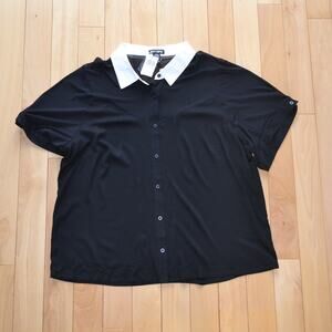 NWT Hot Topic Short Sleeve Blouse Wednesday White Collar Size 4 Sheer